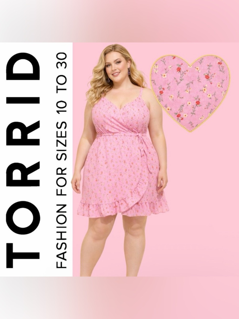 Torrid Pink Ditsy Floral Rose Georgette Surplice Wrap Skirted Romper, Large, NWT